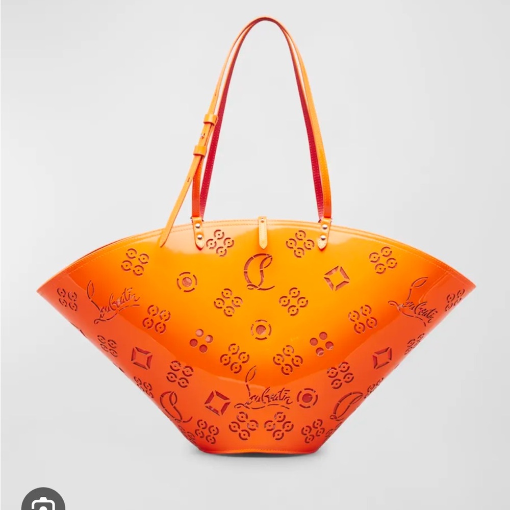 Christian Louboutin LOUBIFEVER Loubinthesky Fluo Orange Perforated Tote Bag